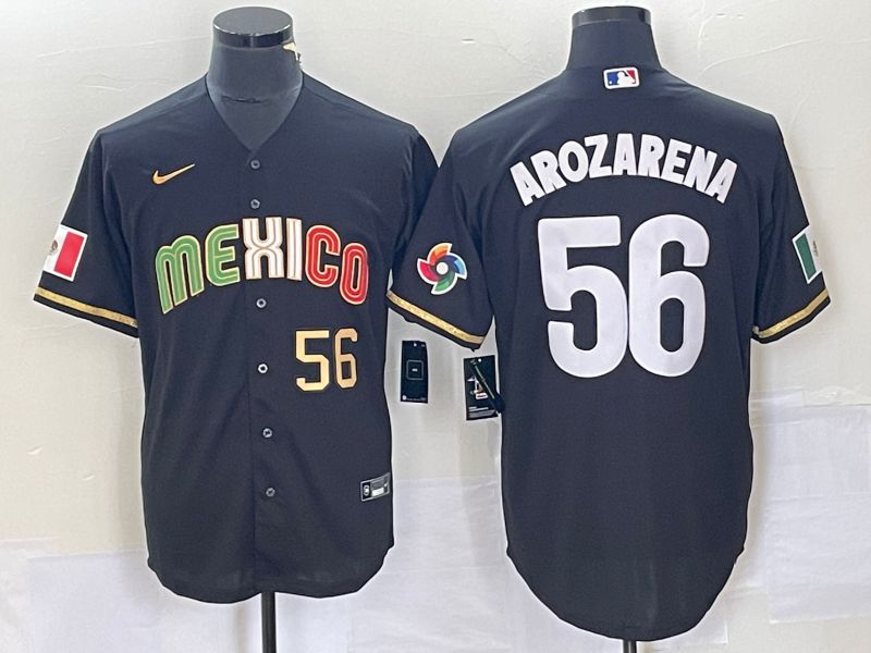 Men 2023 World Cub Mexico 56 Arozarena Black Nike MLB Jersey5